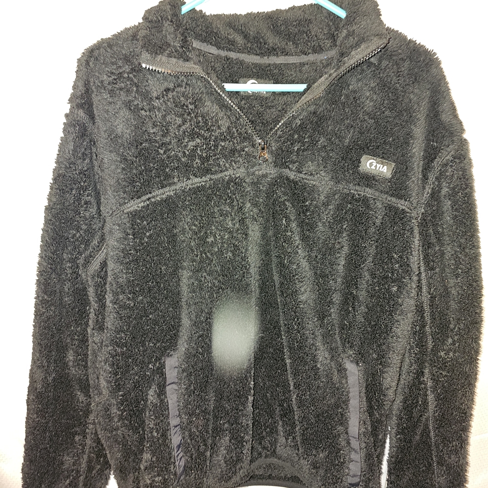 ZYIA Black Plush Half-Zip Pullover